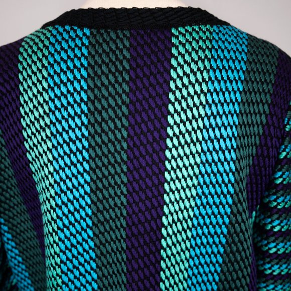 St. John Blue Teal Purple Woven Stripe Blazer P18 - Picture 6 of 8